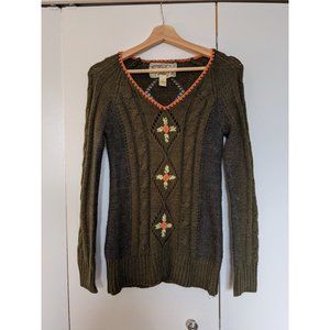 Urban Outfitters UO Knit Floral V-Neck Sweater